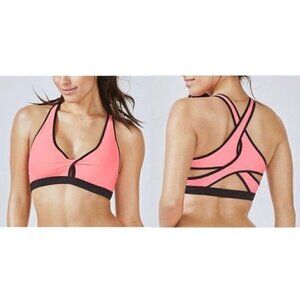 Fabletics Reversible Black/Coral Ellie Bikini Swim Swimsuit Top XS